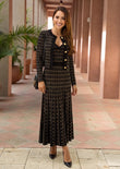 Black & Gold Knit Cardigan & Maxi Dress Set