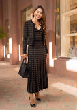 Black & Gold Knit Cardigan & Maxi Dress Set