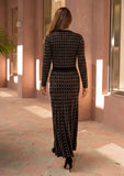 Black & Gold Knit Cardigan & Maxi Dress Set