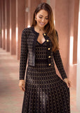Black & Gold Knit Cardigan & Maxi Dress Set