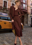 Burgundy & Gold Knit Cardigan & Maxi Dress Set