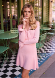Pink ribbed mini dress with sailor collar