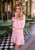 Pink sailor collar knit dress with bow