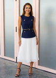 pleated midi skirt movement elegant structured dress women