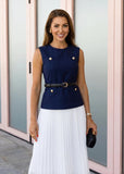 side view structured midi dress flattering silhouette with belt