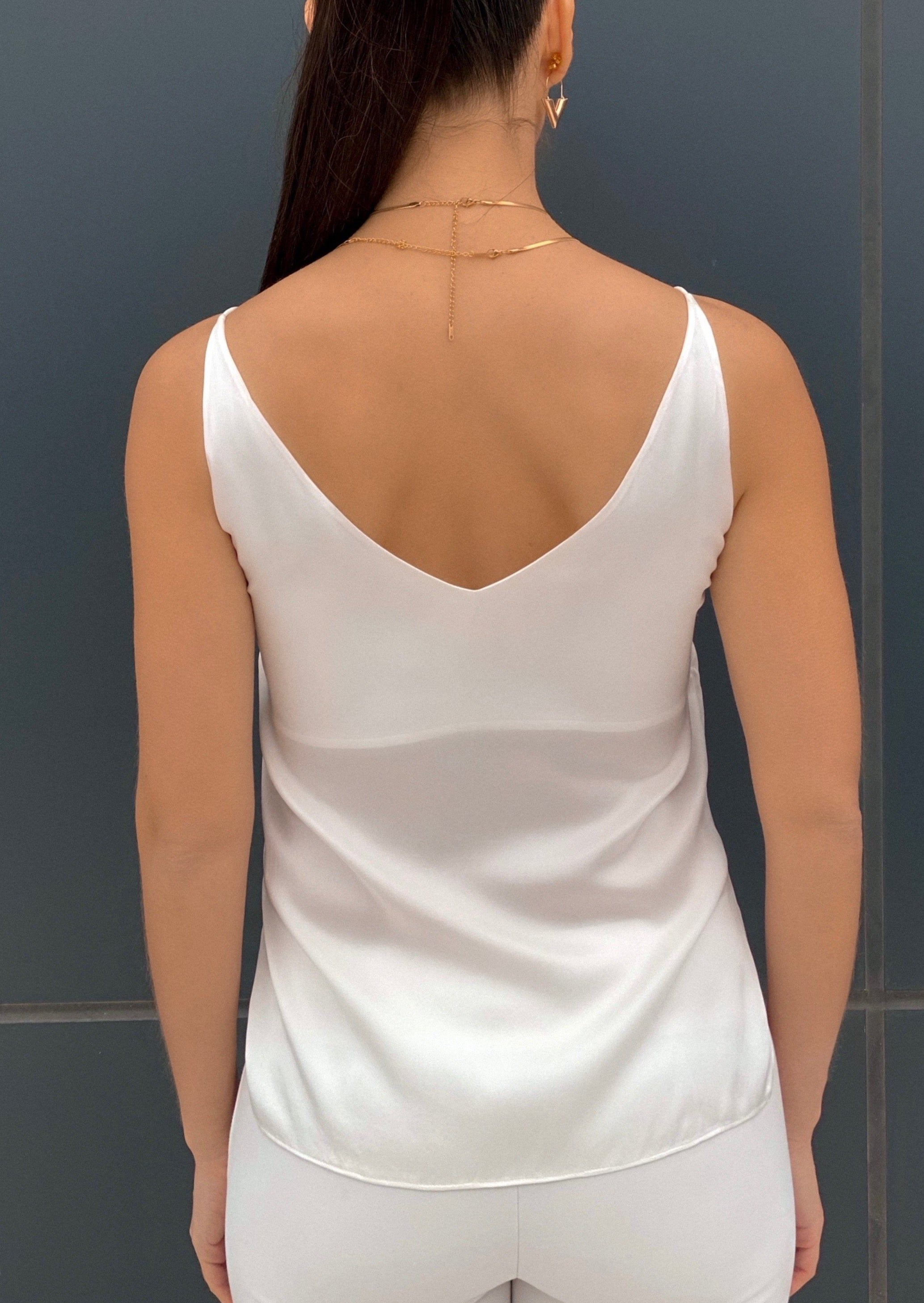 Silk camisole top in luscious white