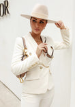 Creamy White Double Breasted Blazer & Pants Suit - shoppegasi