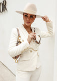 Creamy White Double Breasted Blazer & Pants Suit - shoppegasi