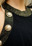 Eleni Midi Metallic Knit Dress - Royal Black
