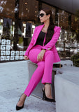 Fuchsia double breasted blazer and pants suit by ShopPegasi