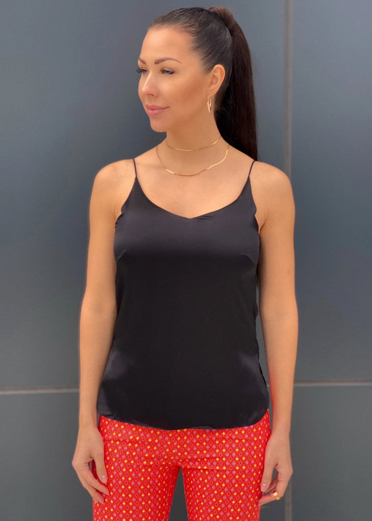 Black Silk Luxe Tank Top - shoppegasi