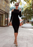 Black Midi Dress With Cut Out Shoulder Details
