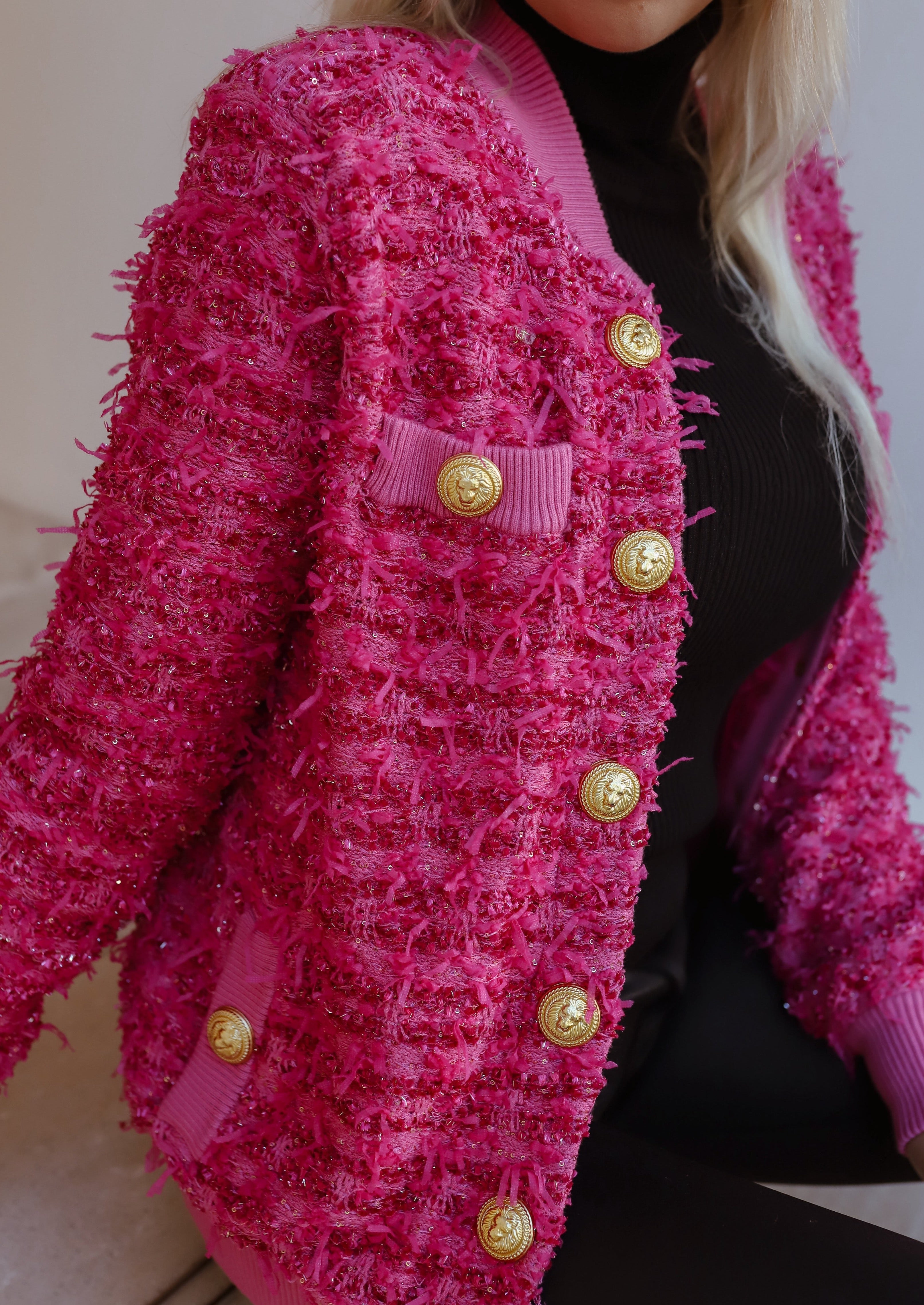 Barbie Tweed Lurex Bomber - Rose Pink