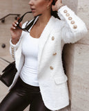 Tweed Long Ivory White Blazer