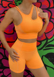 Seamless Top & Shorts Set - Bright Orange
