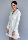 White Blazer Dress Pleated Details