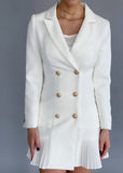 White Blazer Dress Pleated Details