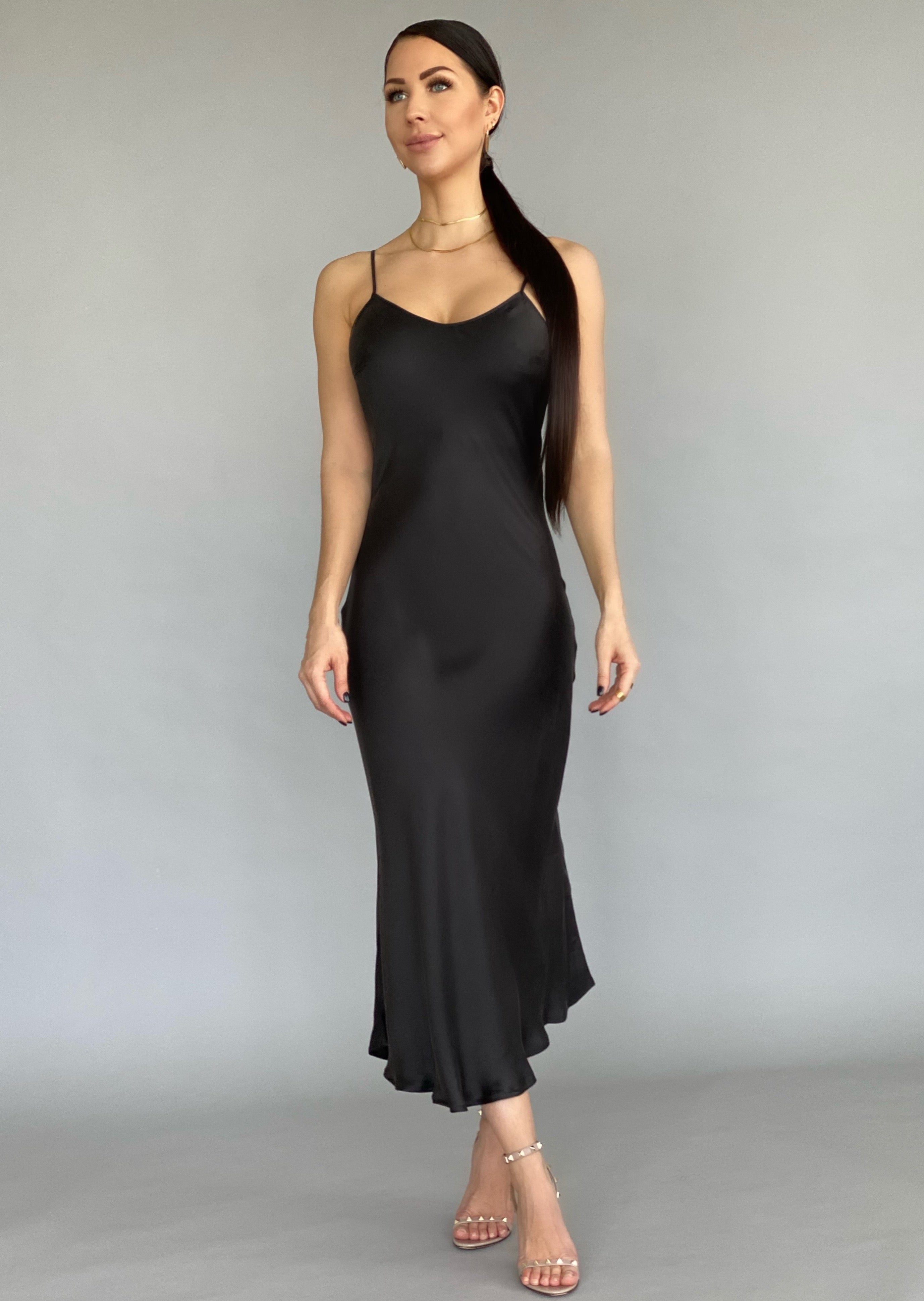 Black Silk Slip Dress