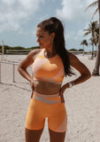 Seamless Geometrical Top & Shorts Set - Neon Orange