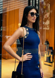 Eleni Midi Metallic Knit Dress - Royal Blue