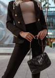 Trendy black suit for office & events Elegant blazer and pants set Black double-breasted blazer suit