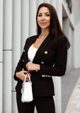 Elegant black suit set – blazer and trousers designed for power dressing