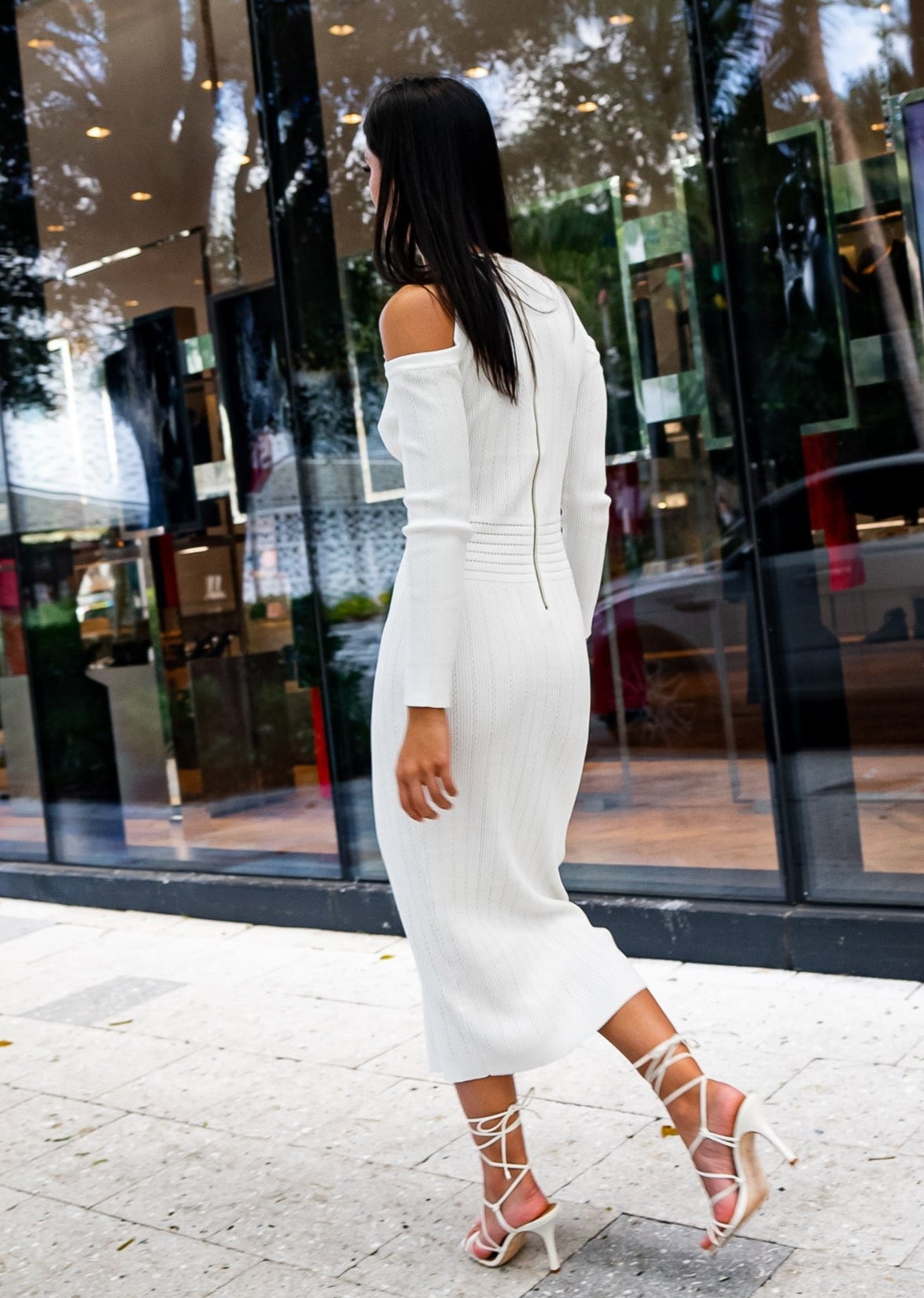 ShopPegasi One-Shoulder White Midi Dress