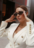Women’s creamy white blazer and pants co-ord suit by ShopPegasi